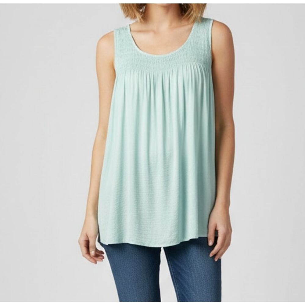 Somoma Womens XL Dusty Turquoise Boho Sleeveless Top